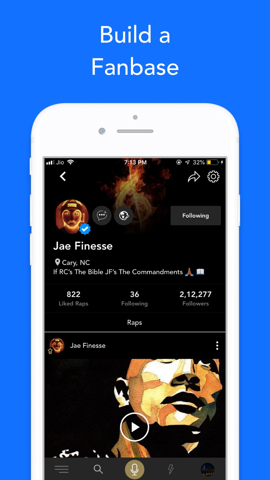 Example of Design for Music & Audio App , App Store Screenshot by Rapchat