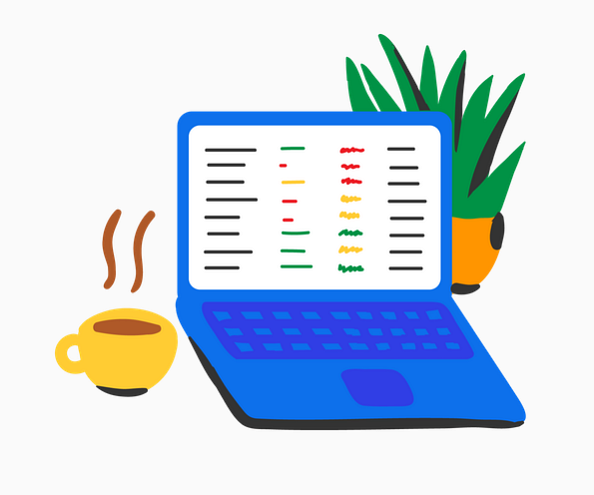 Example of Design for laptop, coffee, computer, plant, Web Illustrations by edpuzzle-com | Illustration Design