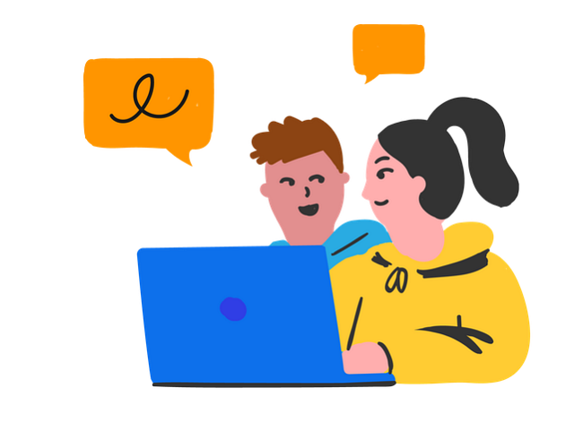 Example of Design for Person, message bubble, laptop, computer, Web Illustrations by edpuzzle-com | Illustration Design