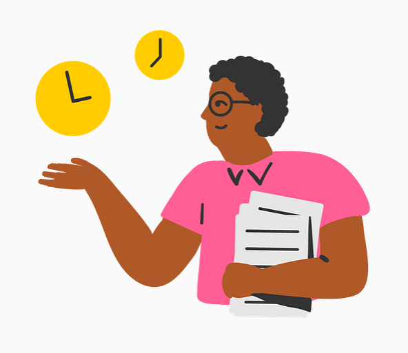Example of Design for clock, Person, document, Web Illustrations by edpuzzle-com | Illustration Design