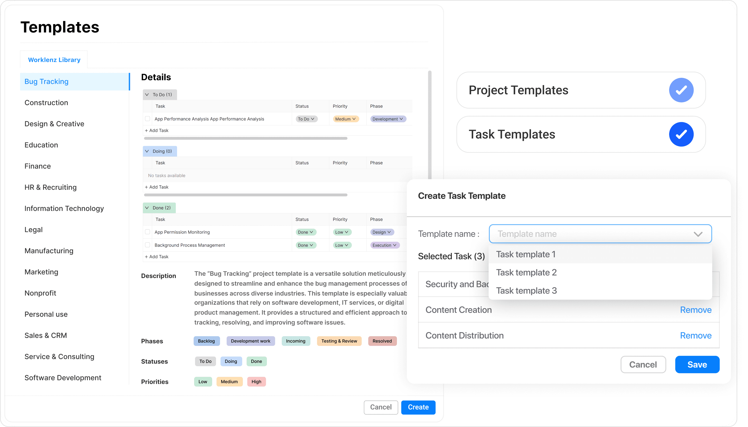 Worklenz templates