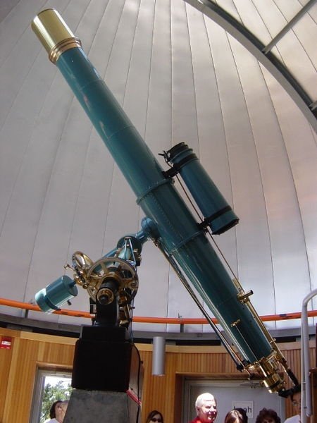Photo of a refracting telescope.