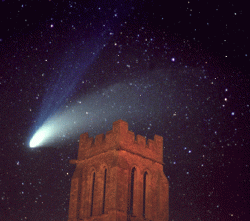 The comet Hale-Bopp in the night sky