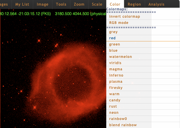 JS9-4L image coloured red