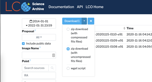 Downloading uncompressed FITS from the archive
