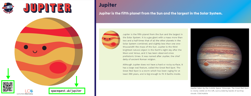 Space Quest Jupiter web links from poster