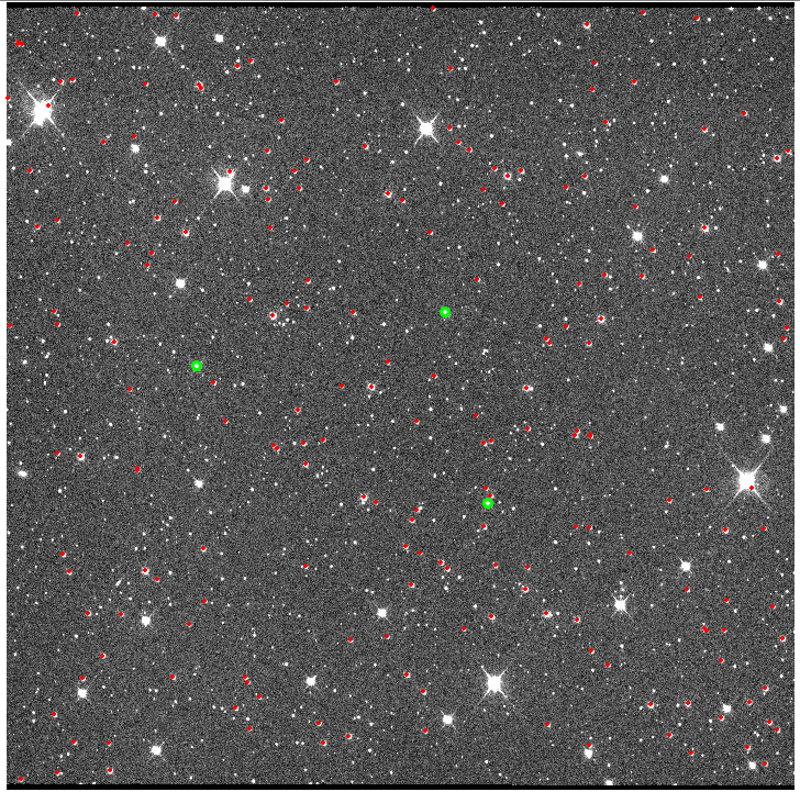A 120 second exposure, made with a Sinistro camera using an SDSS-r filter, showing numerous bright stars with diffraction spikes.